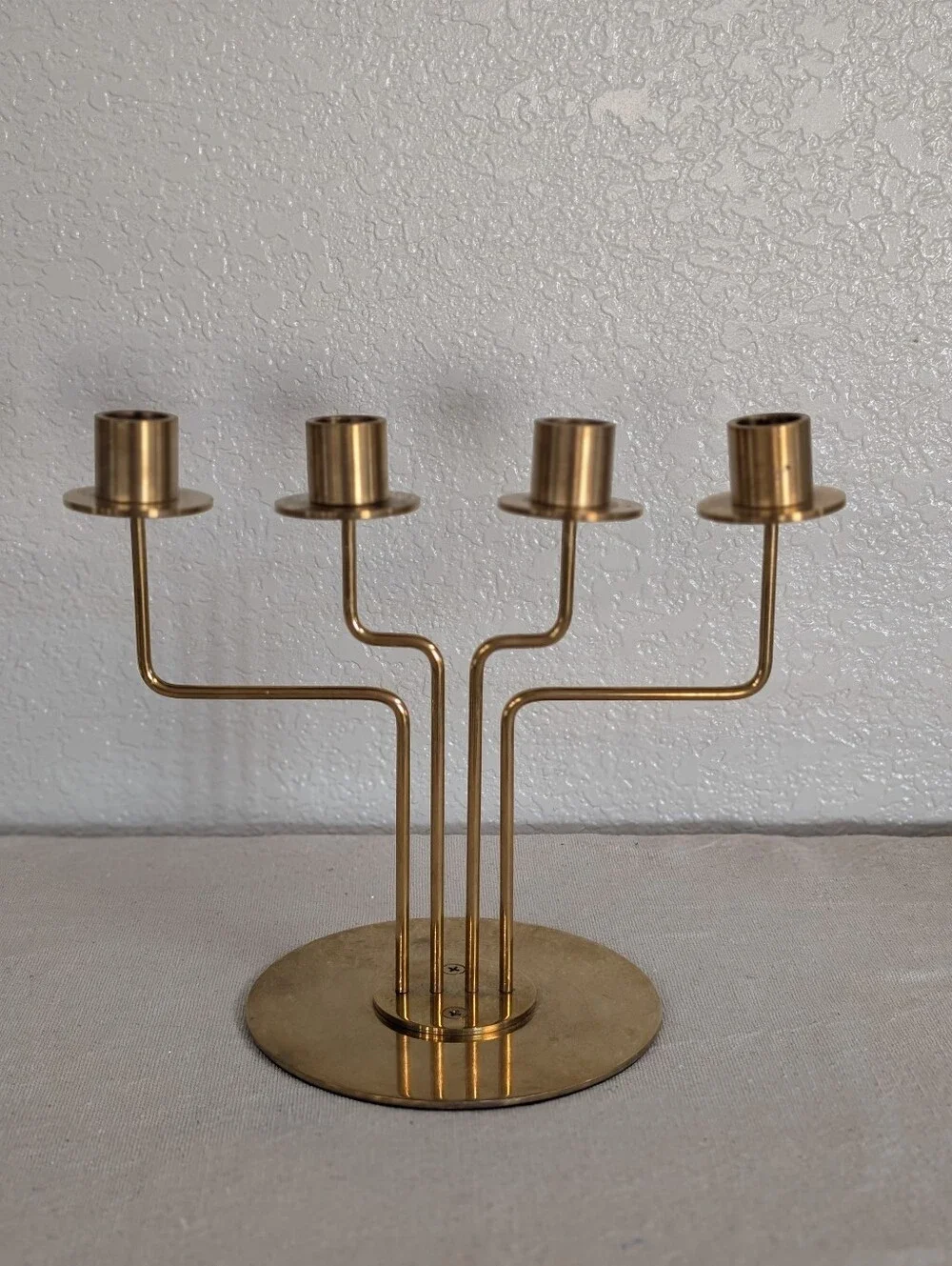 Vintage 1999 IKEA PÄRLBAND Gold Toned Candelabra 4 Arm Classic Minimalism MCM